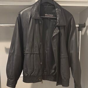 Wilson Classic Black Leather Bomber Jacket